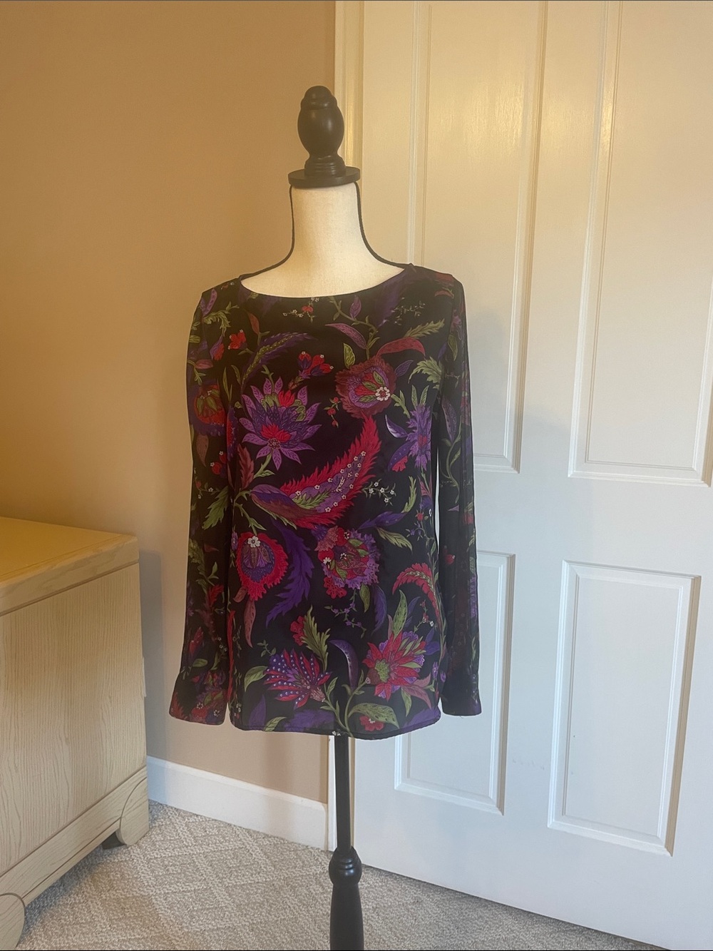 Lauren Ralph Lauren Purple Multi Floral Scoop Neck Blouse
